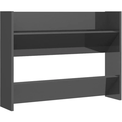 Image of vidaXL Wall Shoe Cabinet High Gloss Grey 80x18x60 cm Engineered Wood