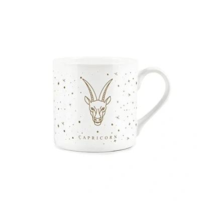Image of Purely Home Capricorn Gold Star Sign Mug Fine Bone China White Coffee/Tea Present Zodiac Gift