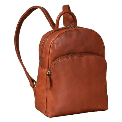 Image of STILORD &#039;Linnea&#039; Leather Rucksack Bag for Women Elegant Daypack Small Backpack Vintage Women&#039;s Handbag Mini Ideal as Travel Shoulder Bag, Colour:Vegetable Brown