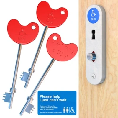 Image of NKS Radar Key Disabled Toilet Bathroom Door Access Braille Easy Turn Pack Opens Over 10,000 Toilets with Card (3)
