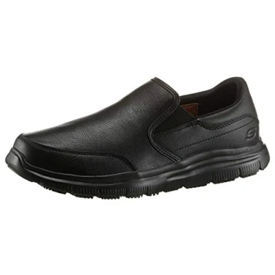 Image of Skechers Mens Flex Advantage Sr Bronwood Slip On Trainers, Black Leather, 6.5 UK