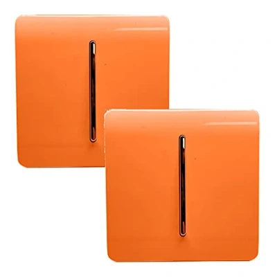 Image of Trendi 1 Gang 2 Way Artistic Modern Glossy 10 Amp Rocker Tactile Light Switch Orange (2 Pack)