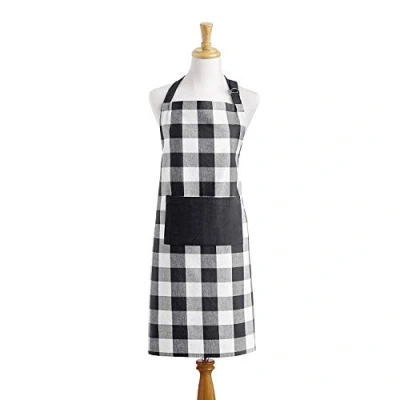 Image of Elrene Home Fashions Farmhouse Living Buffalo Check Kitchen Apron with Pocket, 28&quot; x 33&quot;, Black/White