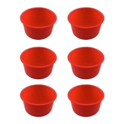 Image of Ushine Cake Tins for Baking,6Pcs 4 Inch Tin,Silicone Moulds Baking,Nonstick &amp; Quick Release Silicone Baking Layer Cheesecake Sea Salt Red