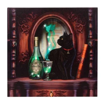 Image of Enchanting Multicolor Absinthe Light Up Canvas Plaque by Lisa Parker 30cm x (1 Pc.) Mystical Art Piece Unique Illumination Feature Perfect Home Decor