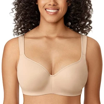 Image of Delimira Women&#039;s Smooth Firm Support Underwire Contour Balconette T Shirt Bra Beige 36E