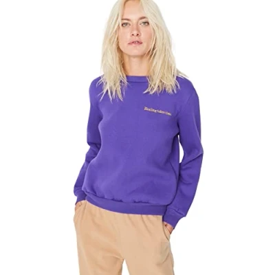 Image of Trendyol Women Regular fit Basic Crew neck Knit Sweatshirt Purple