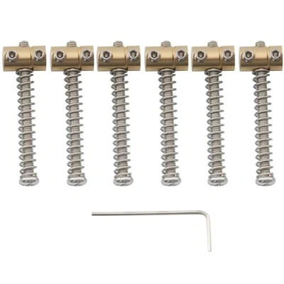 Image of Musiclily Pro 10.8mm Small Barrel Brass Telecaster Saddles for Fender Squier Tele Style Electric Guitar, Original Color (Set of 6)