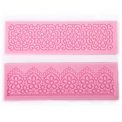 Image of 2x Lace Shaped Silicone Mold Mould Fondant Cake Decoration Baking Tool #581
