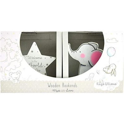 Image of Hugs and Kisses Wooden Bookends