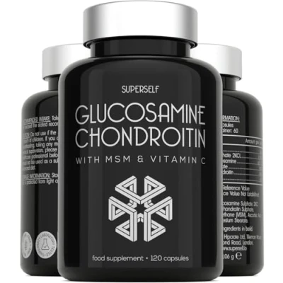 Image of Glucosamine and Chondroitin High Strength Sulphate with Chondroitin, MSM &amp; Vitamin C 120 Capsules 1720mg Complex Combination Joint Care Supplements for Men Women