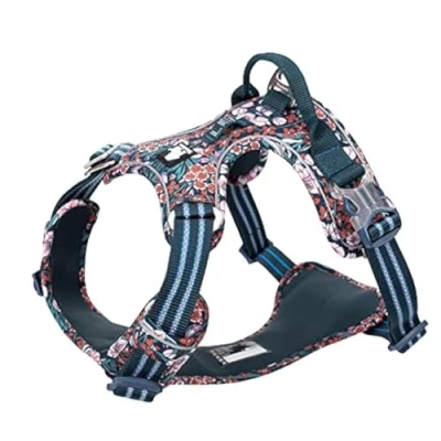 Image of WINHYEPET True Love No Pull Dog Harness, Cotton Fabric Breathable and Reflective Soft, Adjustbale for Running Walking, Suitable Small Medium Large Cats Dogs TLH5655(Poppy Red, S)