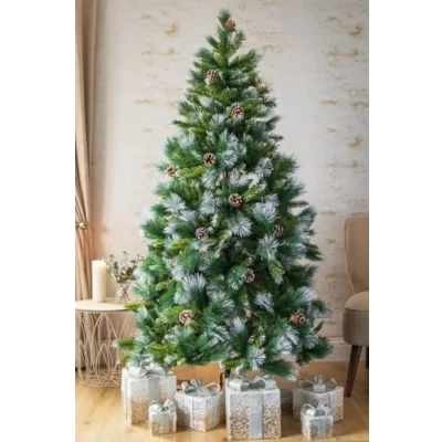 Image of Marco Paul 6ft Artificial Christmas Tree Traditional Xmas 620 Tips Pine Cones Snow Effect Home Decor Green 180cm Modern