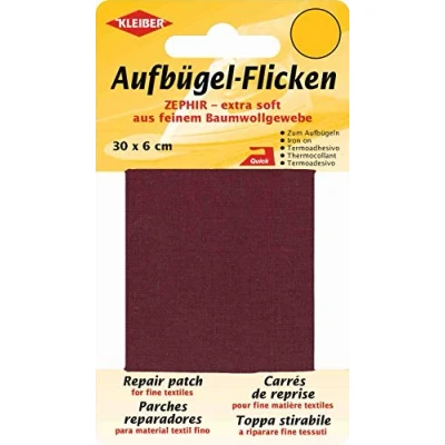 Image of Kleiber Extra Soft Fine Cotton Iron On Repair Tape, 30cm x 6 cm, Dark Red