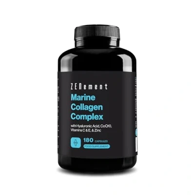 Image of Marine Collagen Complex, with Hyaluronic Acid, CoQ10, Vitamins C &amp; E, Zinc, 180 Capsules Peptides That Help Maintain Joints, Skin and Bones Preservative Free Zenement
