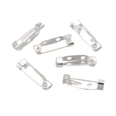 Image of Pack of 50 Silver Plated Iron 5mm x 20mm Rectangle Brooch Backs