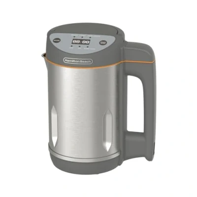 Image of Hamilton Beach Soup Maker Plus, Intelligent Control, 1.6L,1000W, 3 in 1, One Touch Angled Digital Display &amp; Timer, Overspill Sensor, Makes 4 Portions, Soups Smoothies Jams Juices, Grey HBSM003G