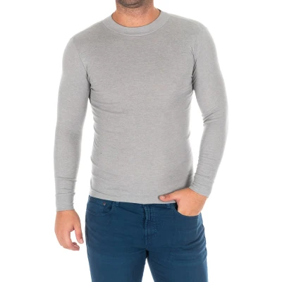 Image of Kisses&amp;Love Mens Long sleeved T shirt with half high collar 1625 H man Grey Size Small