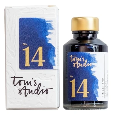 Image of Tom&#039;s Studio Fountain Pen Ink 50ml, Marianas Blue Glass Bottles For Pens