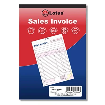 Image of Lotus Triplicate Sales Invoice Book NCR, A5 (143 x 210mm), Triplicate, 3 Parts Carbonless TNCR 8009 (1 Book)