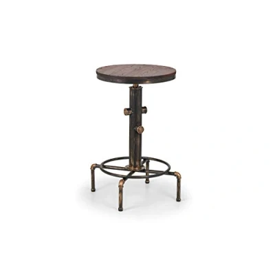 Image of Julian Bowen BAR Table, Wood Top &amp; Metal Frame, Brushed Copper/Rustic Elm, Height: 90, Width: 66, Depth: 66cm