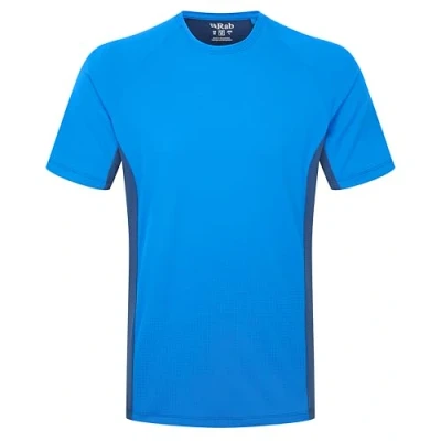 Image of Rab Men&#039;s Trail Tee Shirt Lightweight Short Sleeve T for Running &amp; Hiking Maya Blue/Tempest Blue Medium