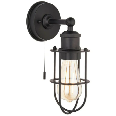 Image of Treviso Bathroom Metal Wall Lamp, Matt Black Finish, IP44