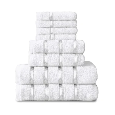 Image of GC GAVENO CAVAILIA 8 Piece White Towel Bale Set, Quick Dry Highly Absorbent Cotton Sets Bathroom, 450 GSM Towels Sets, 4x Face 2x Hand Bath