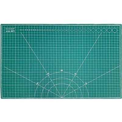 Image of Crystals A1 (900X600MM) Cutting Mat, Non Slip Resistant Self Healing Size Folding Mat Grid Art &amp; Craft Design Printed (Green)