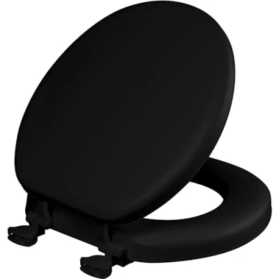 Image of Mayfair 15EC 047 Removable Soft Toilet Seat That Will Never Loosen, Black, Round