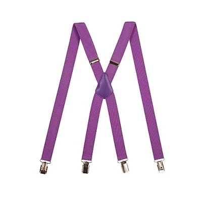 Image of Olata Unisex Adjustable Skinny X Shape Clip on Braces/Suspenders with Metal Clips 2.5cm. Lilac
