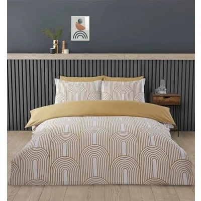 Image of Rapport home Arches Ochre and White Duvet Cover Set Double