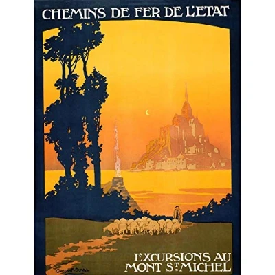 Image of Wee Blue Coo Travel Tourism Mont St Michel Ed City Island France Art Print Poster Wall Decor 12X16 Inch