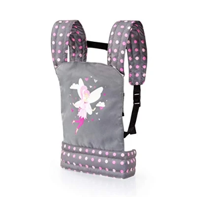 Image of Bayer Design 62266AA Baby Carrier for Girls, Boys, EasyCarry, Nuturing Dolls, Front and Back, Accessory, Seat, Adjustable, Grey with Fairy