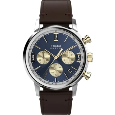Image of Timex Men&#039;s Chronograph Quartz Watch with Leather Strap TW2W60400