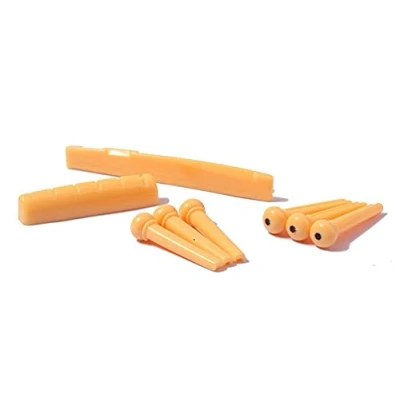 Image of Alnicov Acoustic Guitar Plastic Bridge Saddle and Nut for Replacement Parts