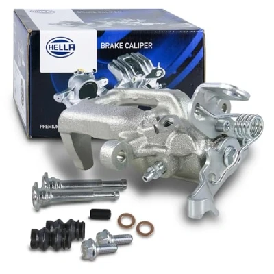 Image of 5K0615423, 5K0615423A Brake caliper HELLA 8AN 355 798 061 Grey Cast Iron without holder VOLKSWAGEN: GOLF 6, Touran I, Caddy 3, AUDI: A3 Sportback
