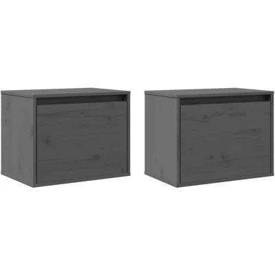 Image of vidaXL Wall Cabinets 2 pcs Grey 45x30x35 cm Solid Pinewood