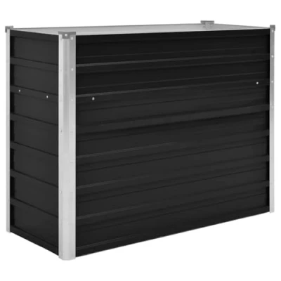 Image of vidaXL Galvanised Steel Garden Raised Bed Large, Deep Anthracite Outdoor Planter Pot Ideal for Plants, Vegetables, Herbs and Flowers Weather Resistant, Durable Material Simple Assembly