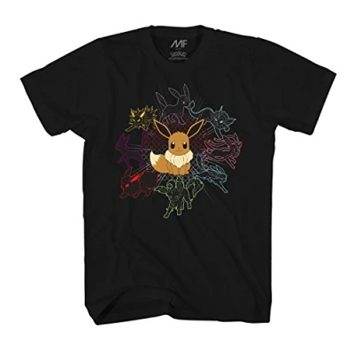 Image of Pokemon Mono Eeveeloutions Eevee T Shirt, Adult Black, M