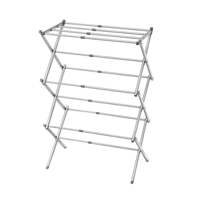 Image of HOMION 3 Tier extendable Clothes Airer Dryer Indoor Outdoor Metal Laundry Washing Drying Rack Camping with Line Space (SILVER)