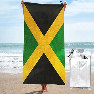 Image of BAAROO Bath Towel, Jamaica Flag Art Design Beach Quick Dry Microfibre Absorbent Travel Towel for Sports Camping Swimming 130CM X 80CM