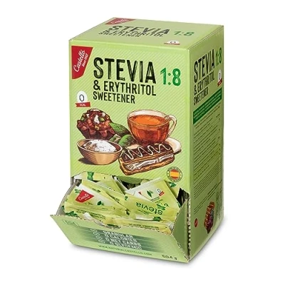 Image of Castello since 1907 Stevia + Erythritol 1:8 Sweetener 504 sachets of 1g 100% Natural Sugar Substitute 0 Calories Glycemic Index Keto and Paleo Net Carbohydrates Non GMO g