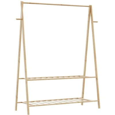 Image of vidaXL Clothes Rack with Shelves 132x45.5x150.5 cm Bamboo