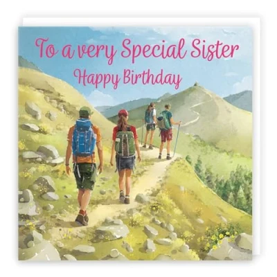 Image of Hunts England Sister Walking Fun Birthday Card Milo&#039;s Gallery Walkers For Hiking Fan