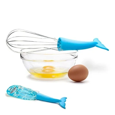 Image of The Moby Whale Whisk by CKB LTD Balloon Egg Beater for Whisking Beating Stirring Cooking Baking Kitchen Hand Mixer Novelty Fish Tail Design