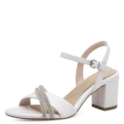Image of MARCO TOZZI Women&#039;s Sandale mit Absatz 2 88302 44 Heeled, White, 6.5 UK