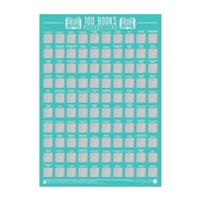 Image of Gift Republic GR630003 100 Books Scratch Off Bucket List Poster, Blue, 42 x 59.4 0.02 cm, Living Room