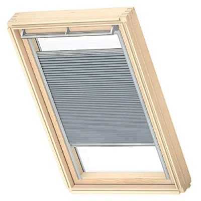Image of VELUX Original Roof Window Blackout Energy Pleated Blind, MK04, Grey, with Grey Guide Rail