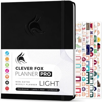 Image of Clever Fox Planner PRO Light Weekly &amp; Monthly Life to Increase Productivity, Time Management and Hit Your Goals, 8.5x11″ (Black)